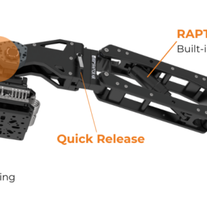 integrated quick release system on Raptor Z Pro arm
