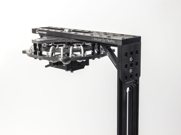 Close-up of mounting slots and threads on L-bracket